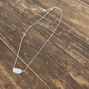 Kendra Scott Silver Drusy Oval Pendant Necklace